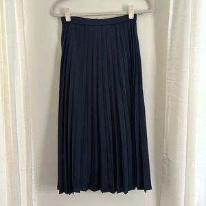 JCrew Navy Blue Pleated Midi Skirt
